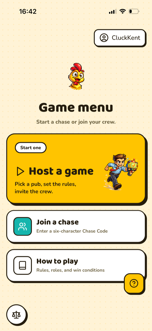 Start game screen